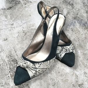 Moda Spana Suede and Snake Skin Heels.